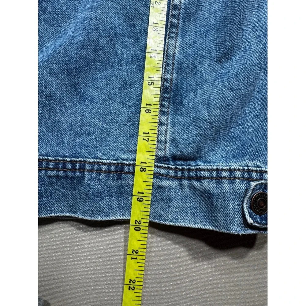 Free People Womens Light Wash Paneled Denim Trucker Jacket Blue Size S - Picture 8 of 9
